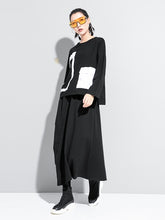 Women Color Block Pocket Bat Sleeve Blouse